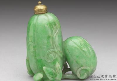 图片[2]-Jadeite snuff bottle in the shape of two connected melons, Qing dynasty, 18th-19th century-China Archive